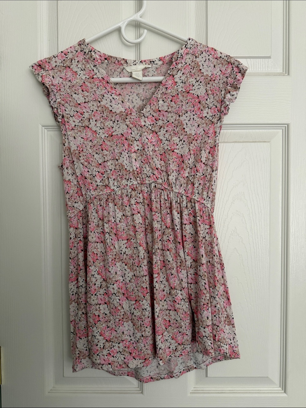 Women’s Floral Pink Cap-Sleeve Top